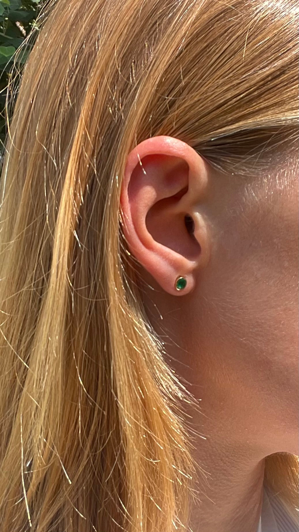 14K Natural Emerald Stud Classic Earrings