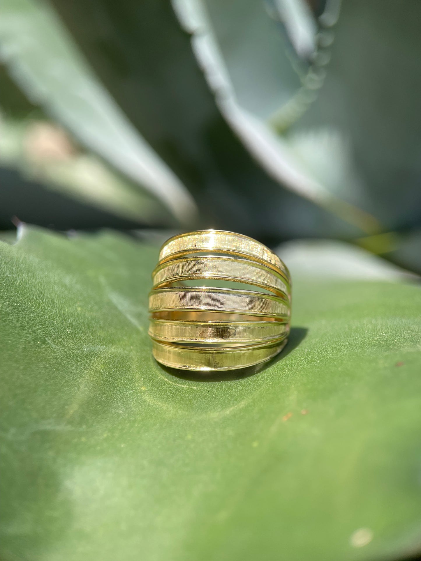 5 Band Dome Ring - 14k Yellow Gold