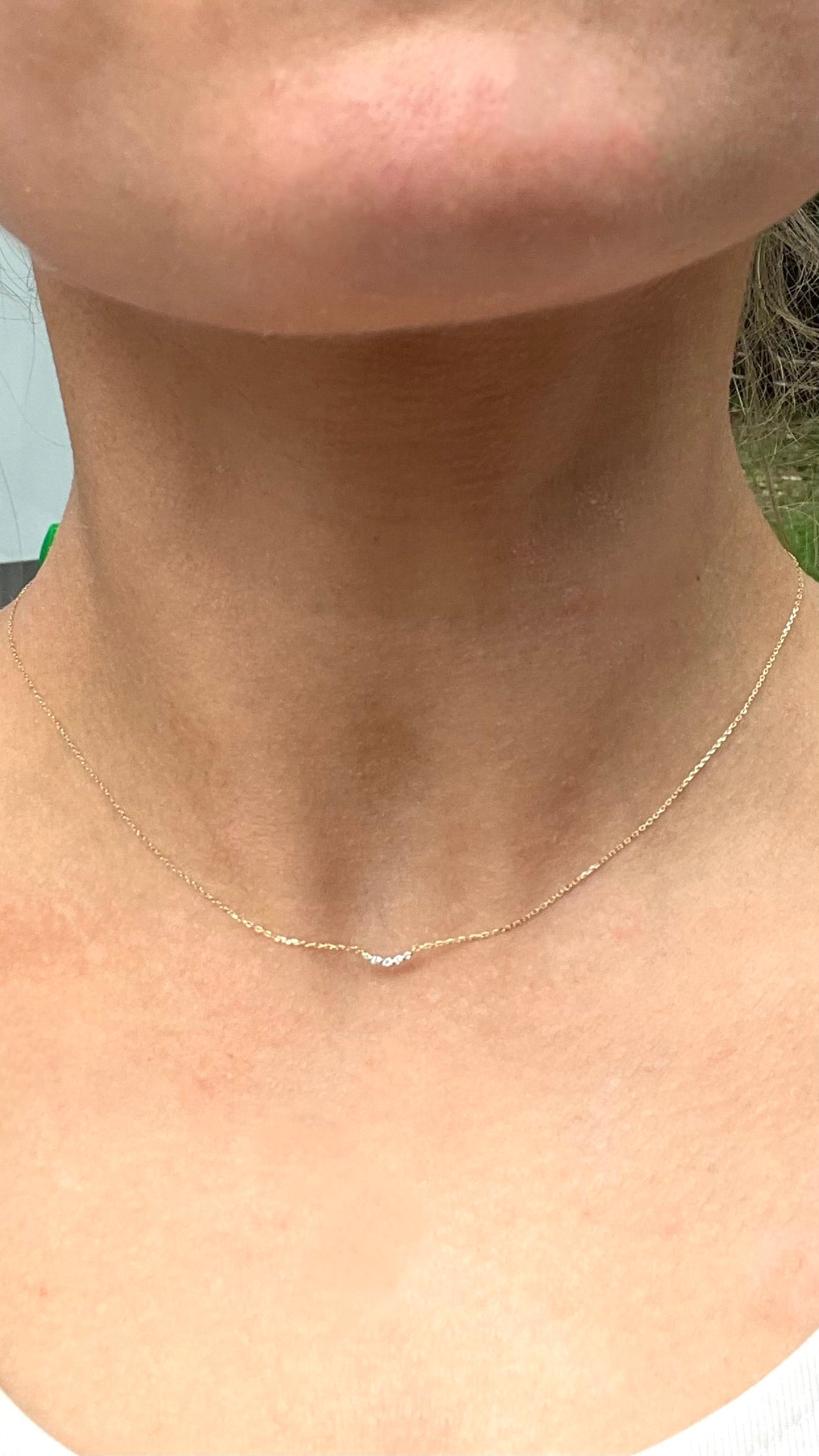 14K Gold Diamond Arc Necklace with Natural Diamonds