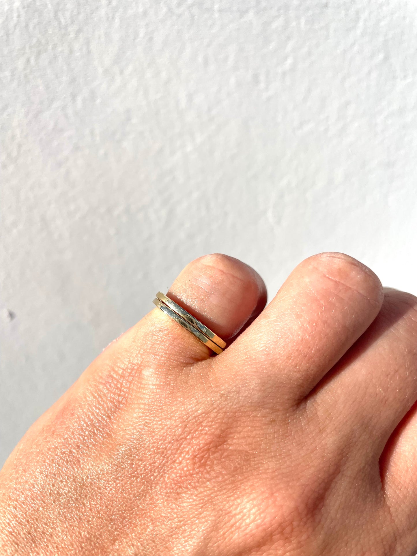 Two Stacked Square Rings - 18K Yellow Gold