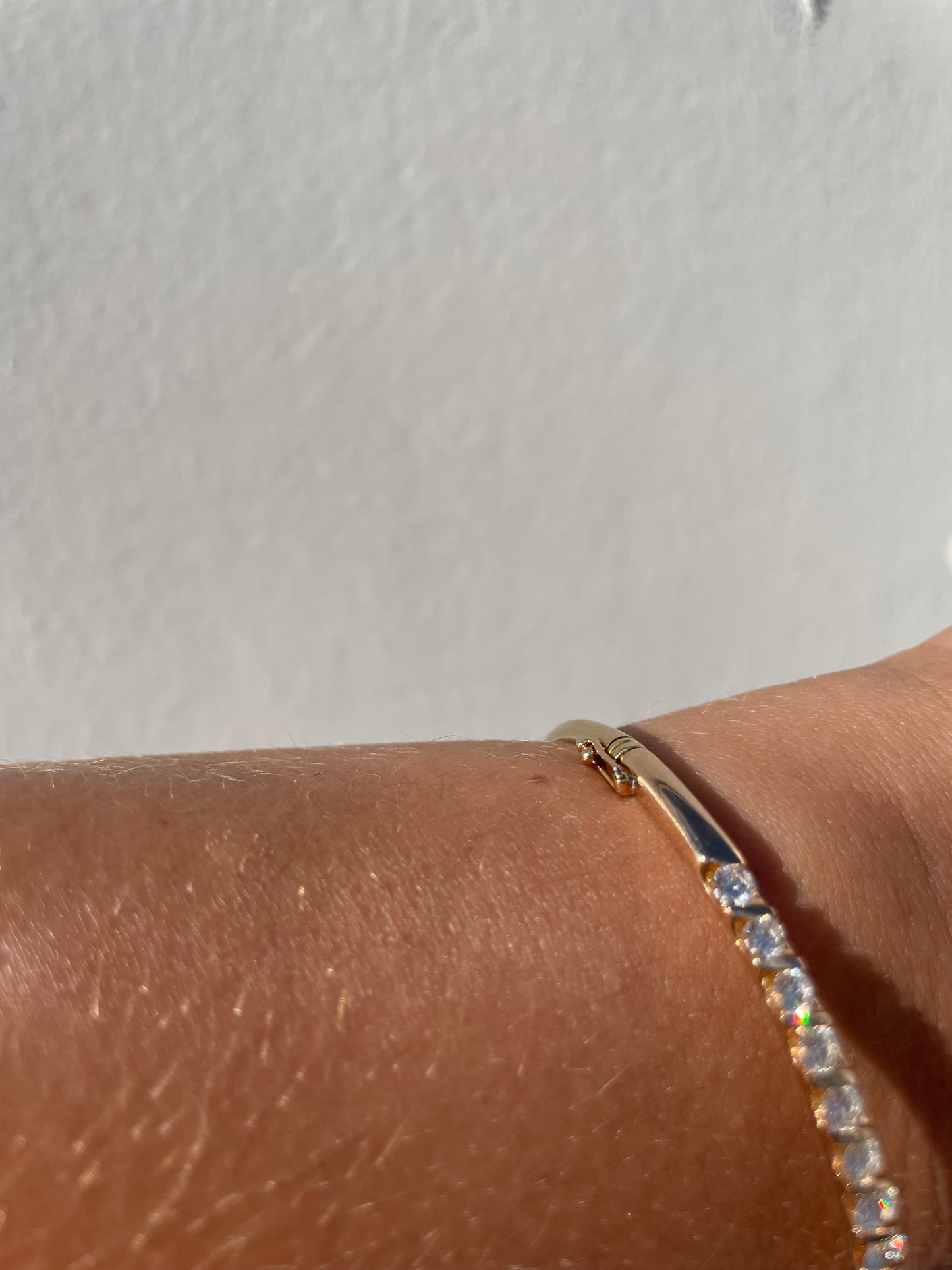 14K Yellow Gold Diamond Line Bangle Bracelet – Classic Elegance with Contemporary Precision