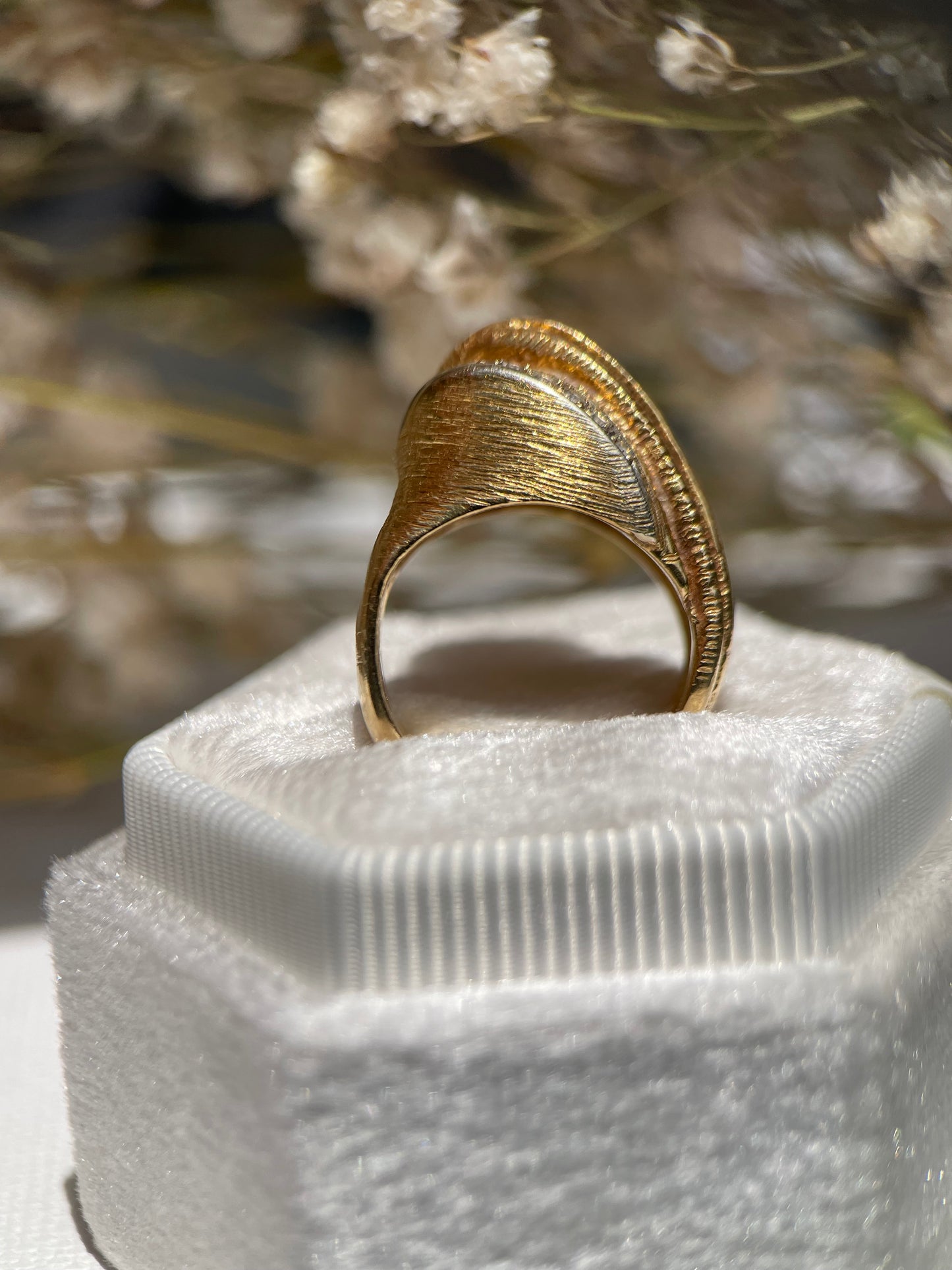 Vintage Swirl Dome Ring with Diamond Accents – 14K Yellow Gold