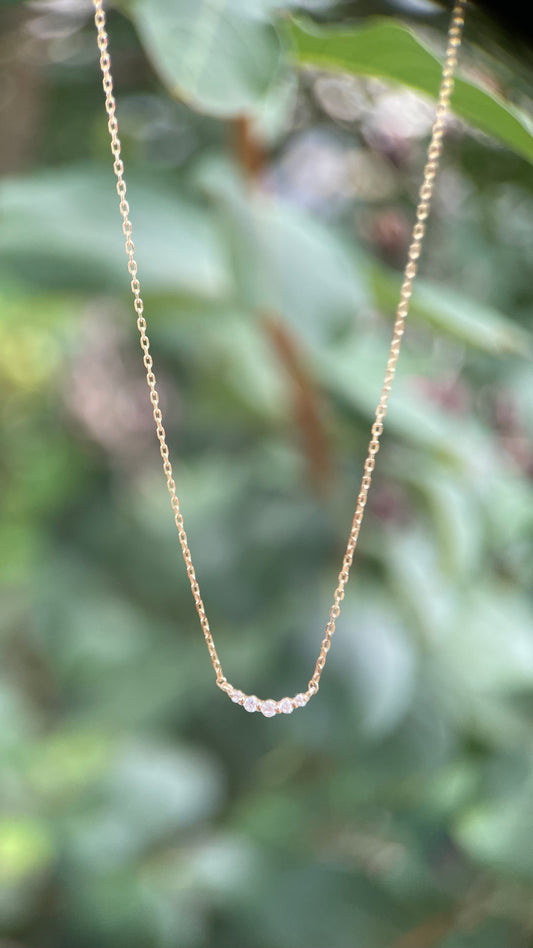 14K Gold Diamond Arc Necklace with Natural Diamonds