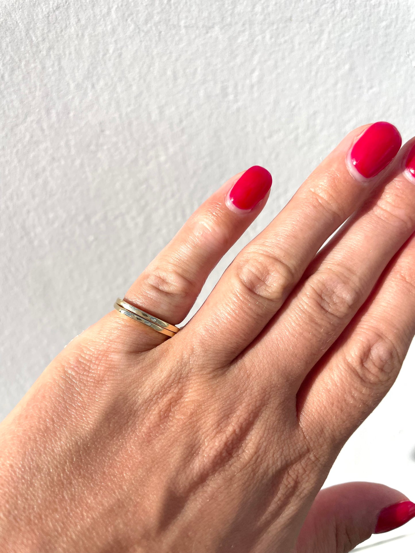 Two Stacked Square Rings - 18K Yellow Gold