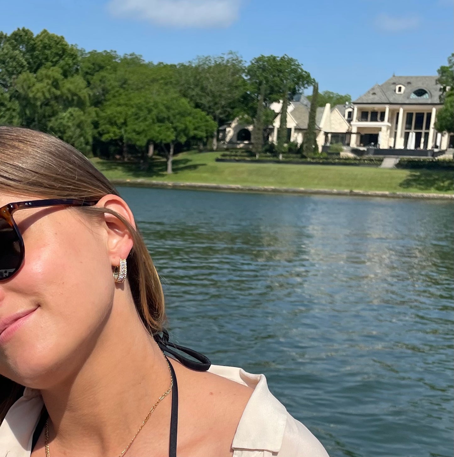 Diamond Huggie Hoop Earrings - 14 K Yellow Gold with Three Rows of Natural Diamonds