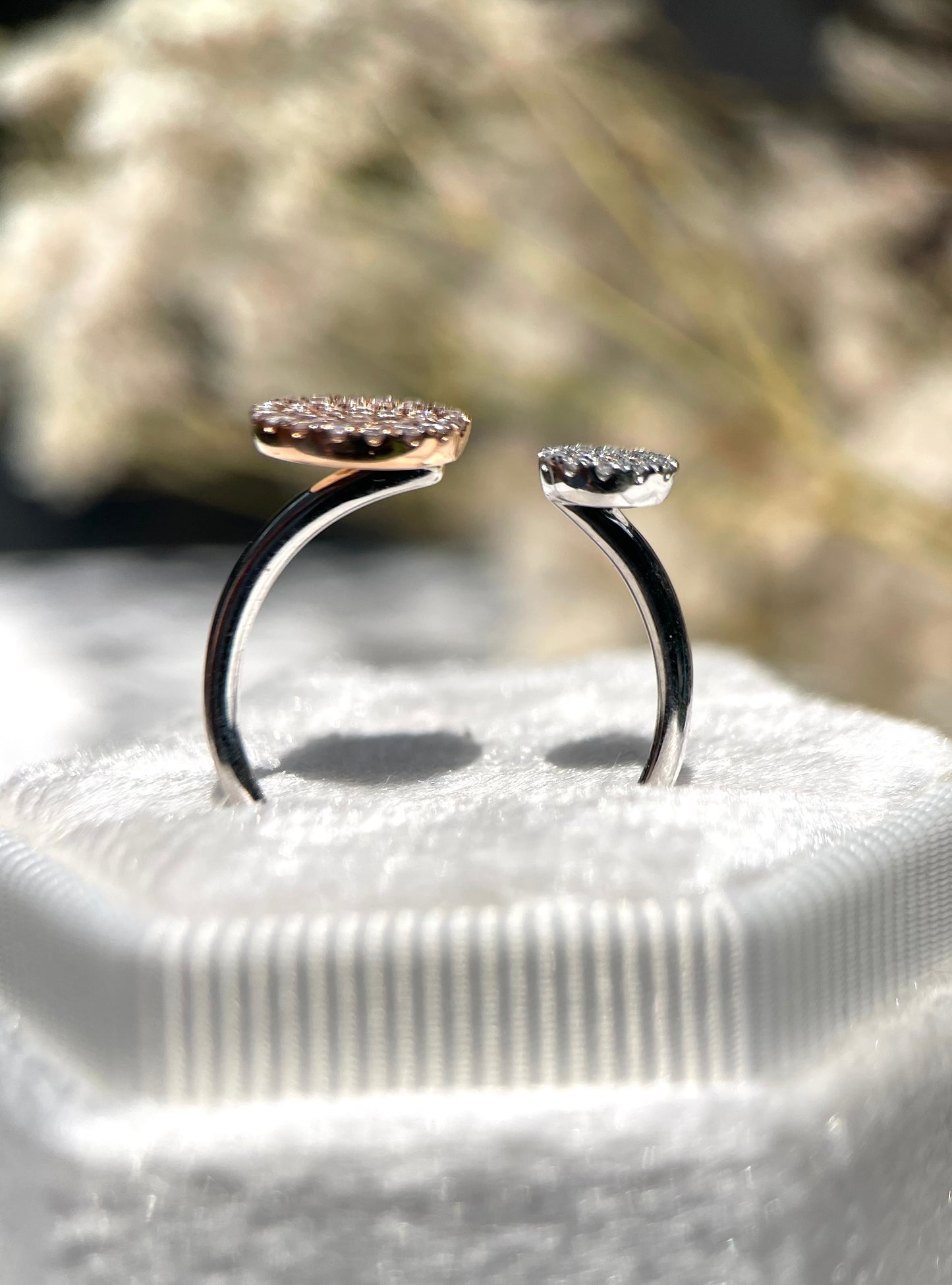 Dual Dome Open Ring - 14K White Gold with Natural Diamonds (0.30 ct TW)