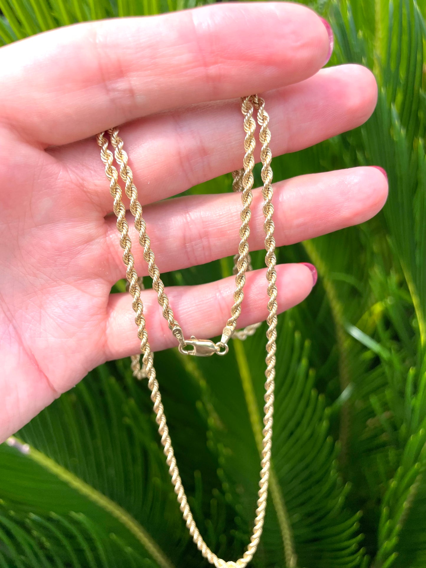 30" Long Rope Chain Necklace - 14 K Yellow Gold