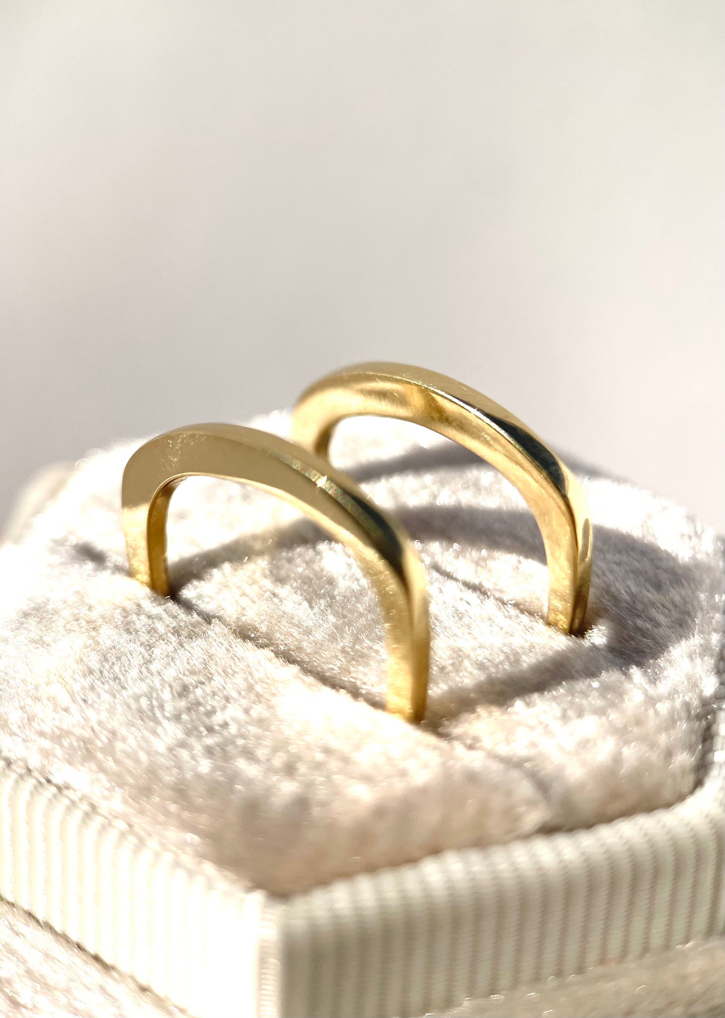Two Stacked Square Rings - 18K Yellow Gold