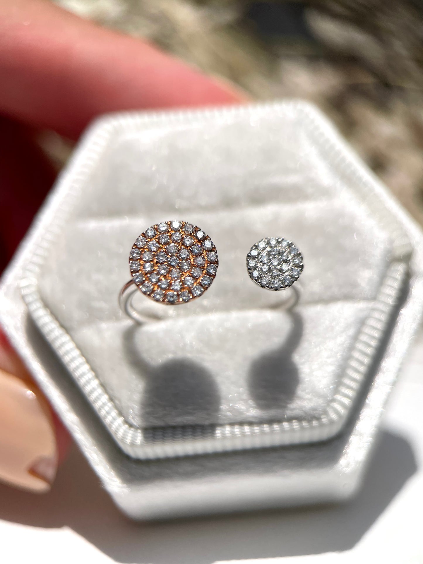 Dual Dome Open Ring - 14K White Gold with Natural Diamonds (0.30 ct TW)