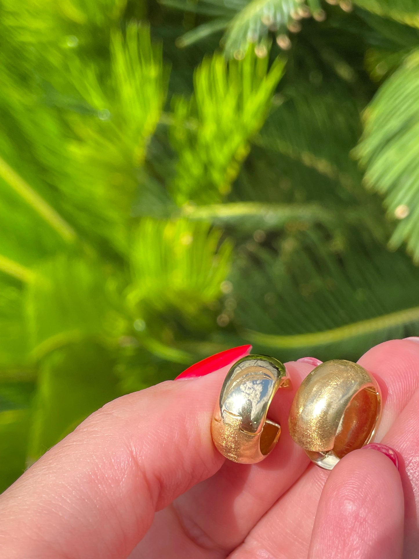 Estate Dome Hoop Earrings – Dual Finish - 18 K Yellow Gold