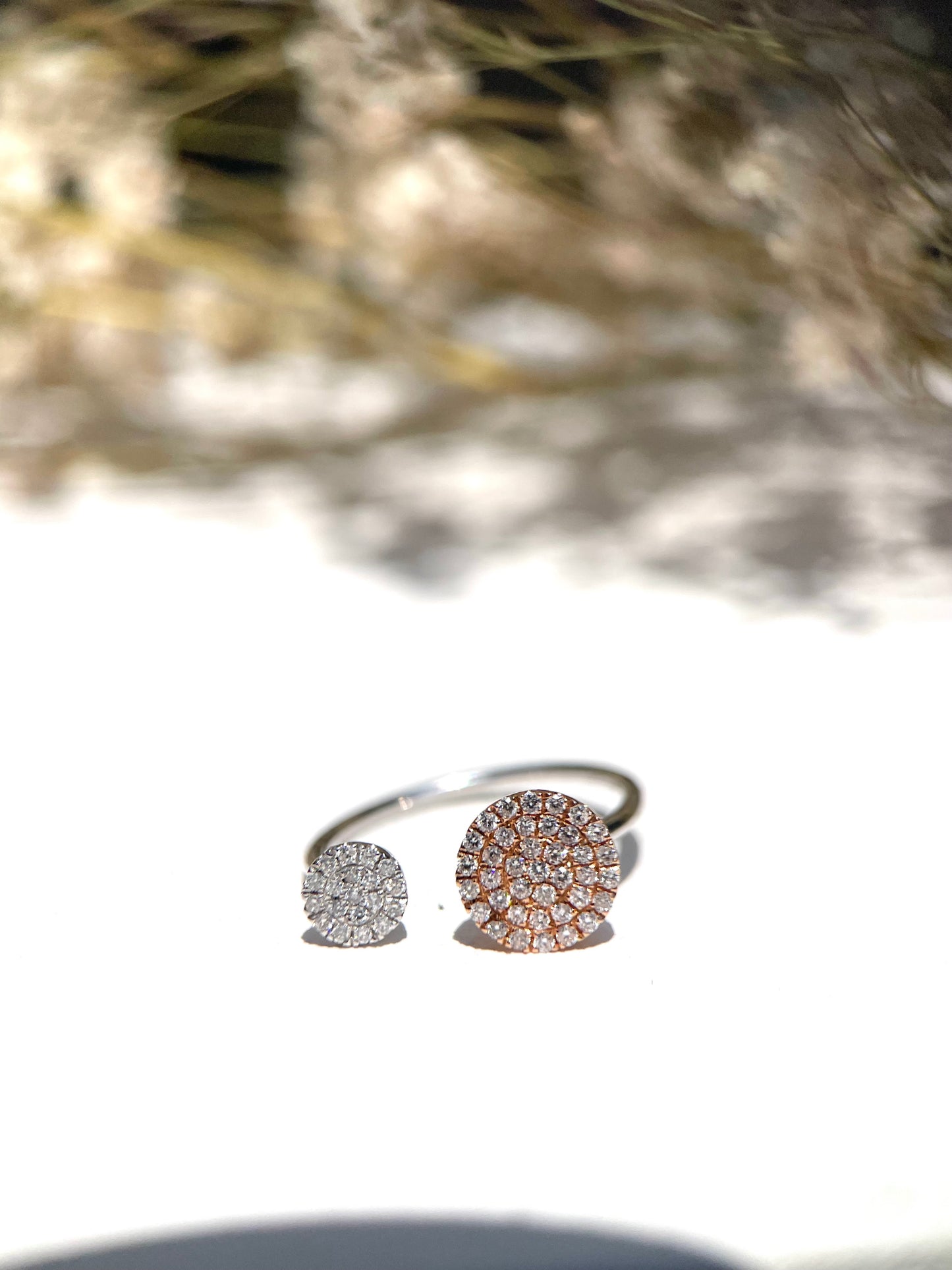 Dual Dome Open Ring - 14K White Gold with Natural Diamonds (0.30 ct TW)