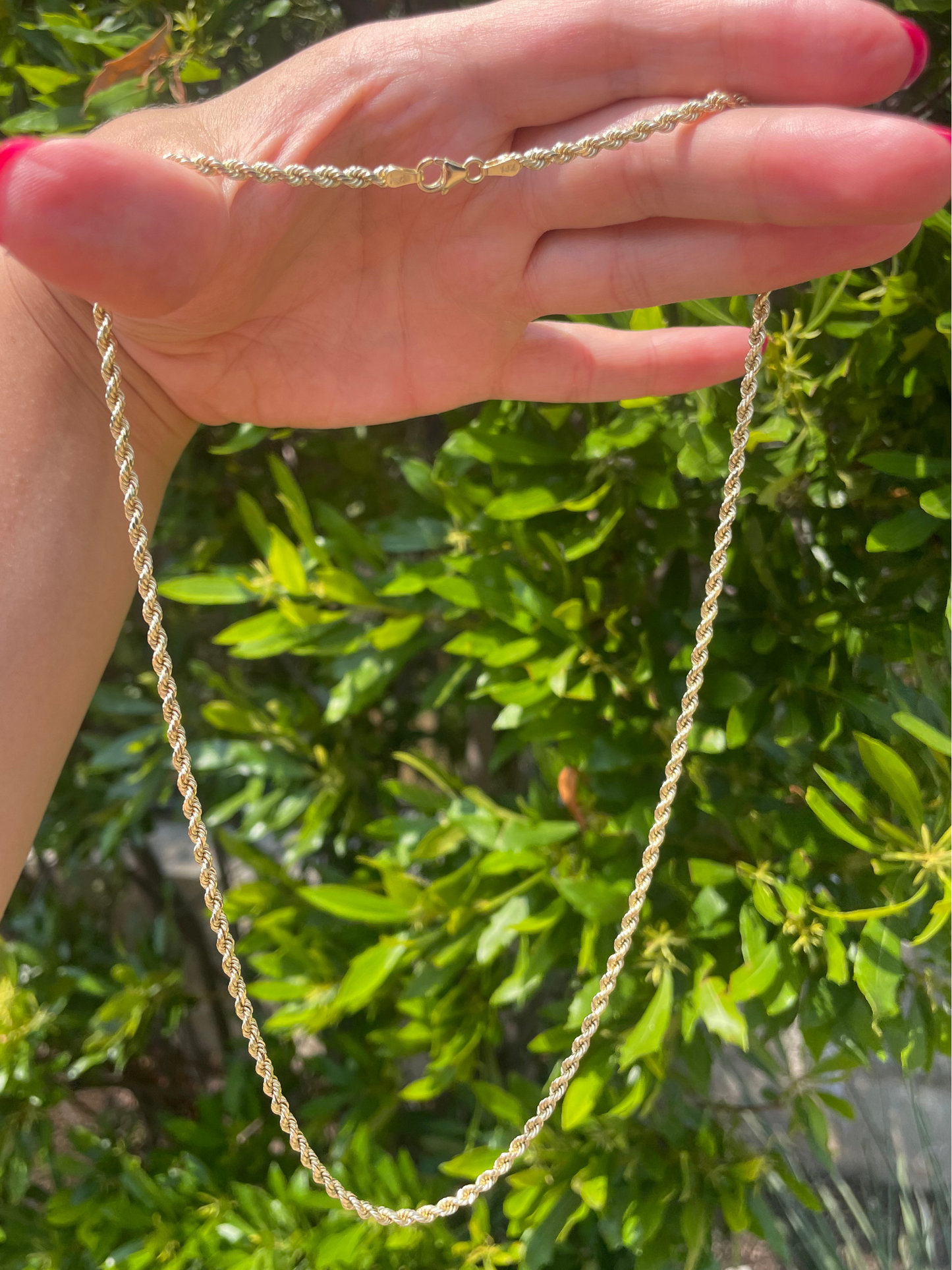 Classic Rope Chain Necklace - 14K Yellow Gold - 20" long